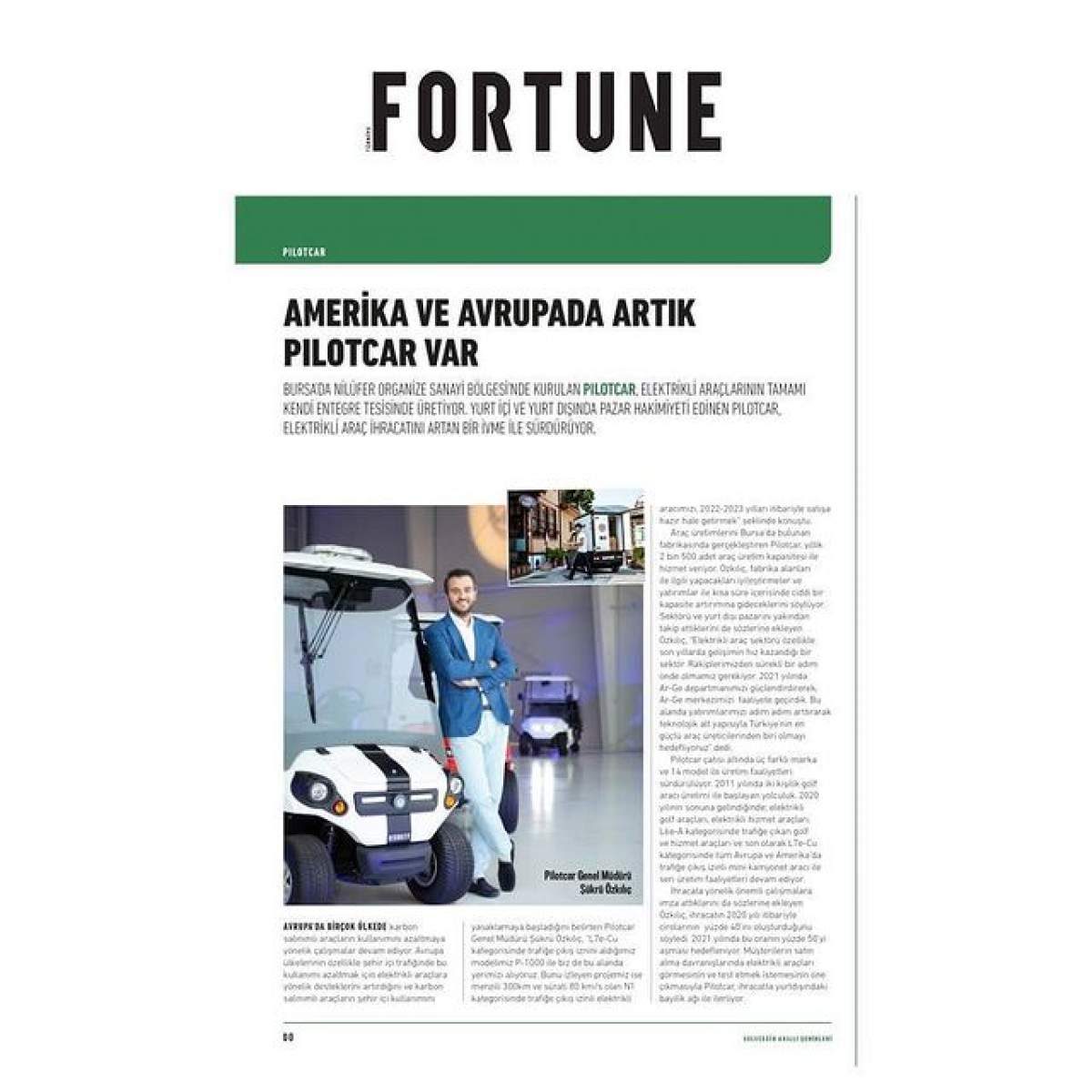 Elektrikli Mini Kamyonet P-1000 Fortune Dergisi’nde